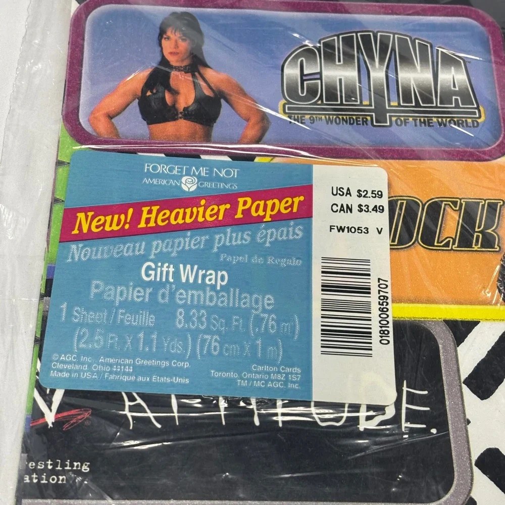 American Greetings WWF Gift Wrap‎ Multicolor New Attitude Era The Rock